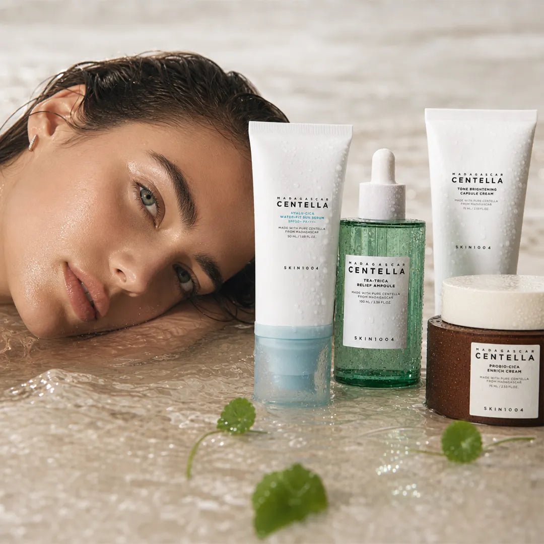 Zestaw do twarzy Skin1004 Madagascar Centella — serum, krem wzmacniający, krem rozjaśniający i serum SPF50+
