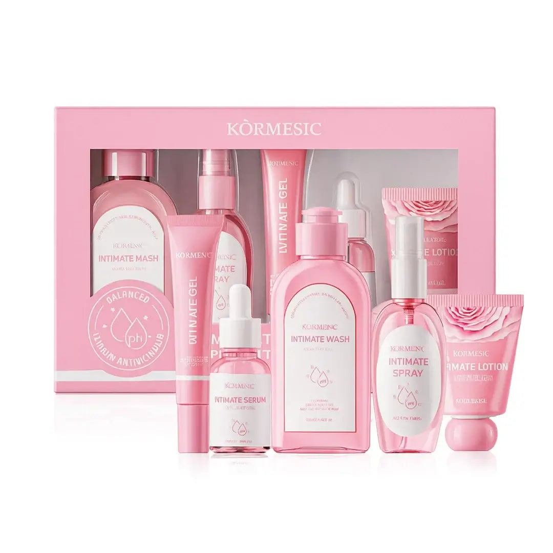 Zestaw do higieny intymnej — 5 produktów (wash 130 ml, spray 50 ml, serum 30 ml, gel 20 g, lotion 30 g)