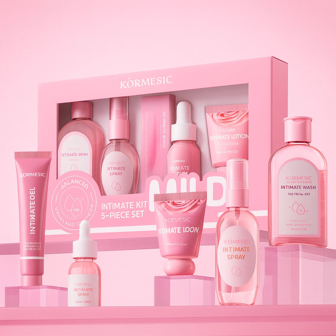 Zestaw do higieny intymnej — 5 produktów (wash 130 ml, spray 50 ml, serum 30 ml, gel 20 g, lotion 30 g)