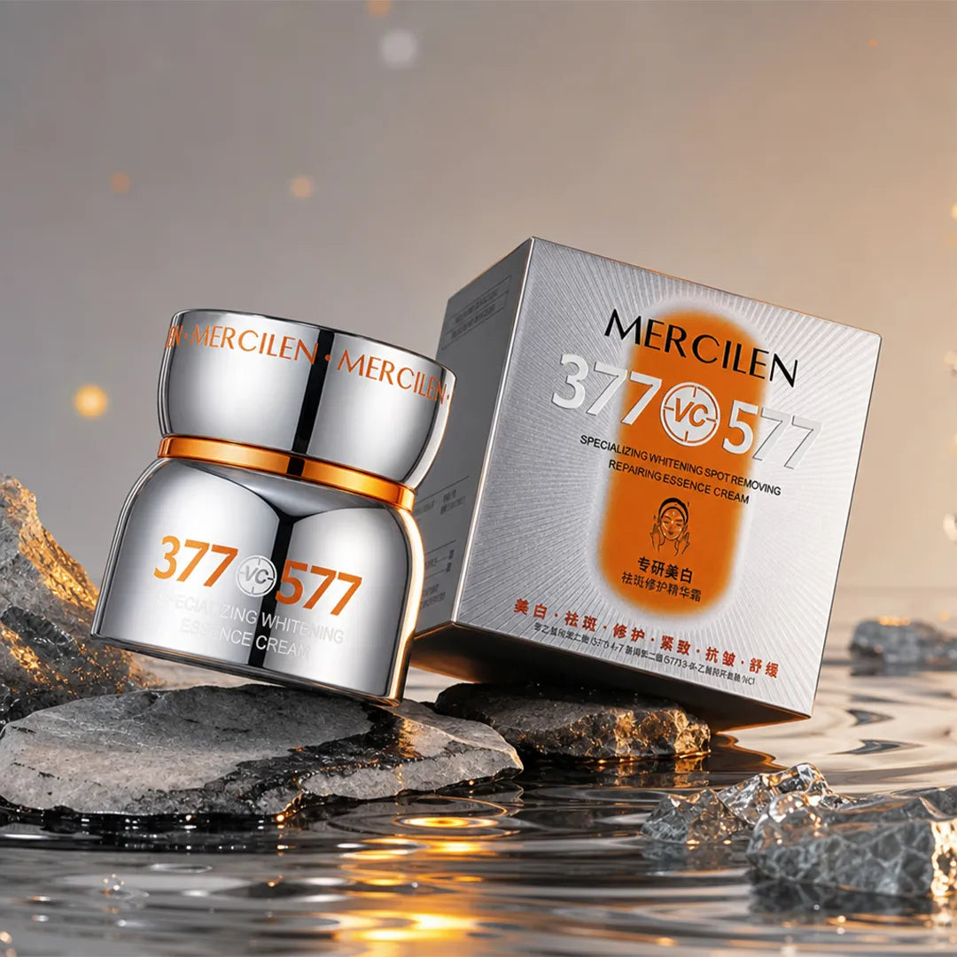 Krem do twarzy Mercilen 377 VC 577 – rozjaśnienie przebarwień, wygładzenie zmarszczek i promienna skóra, 50 g