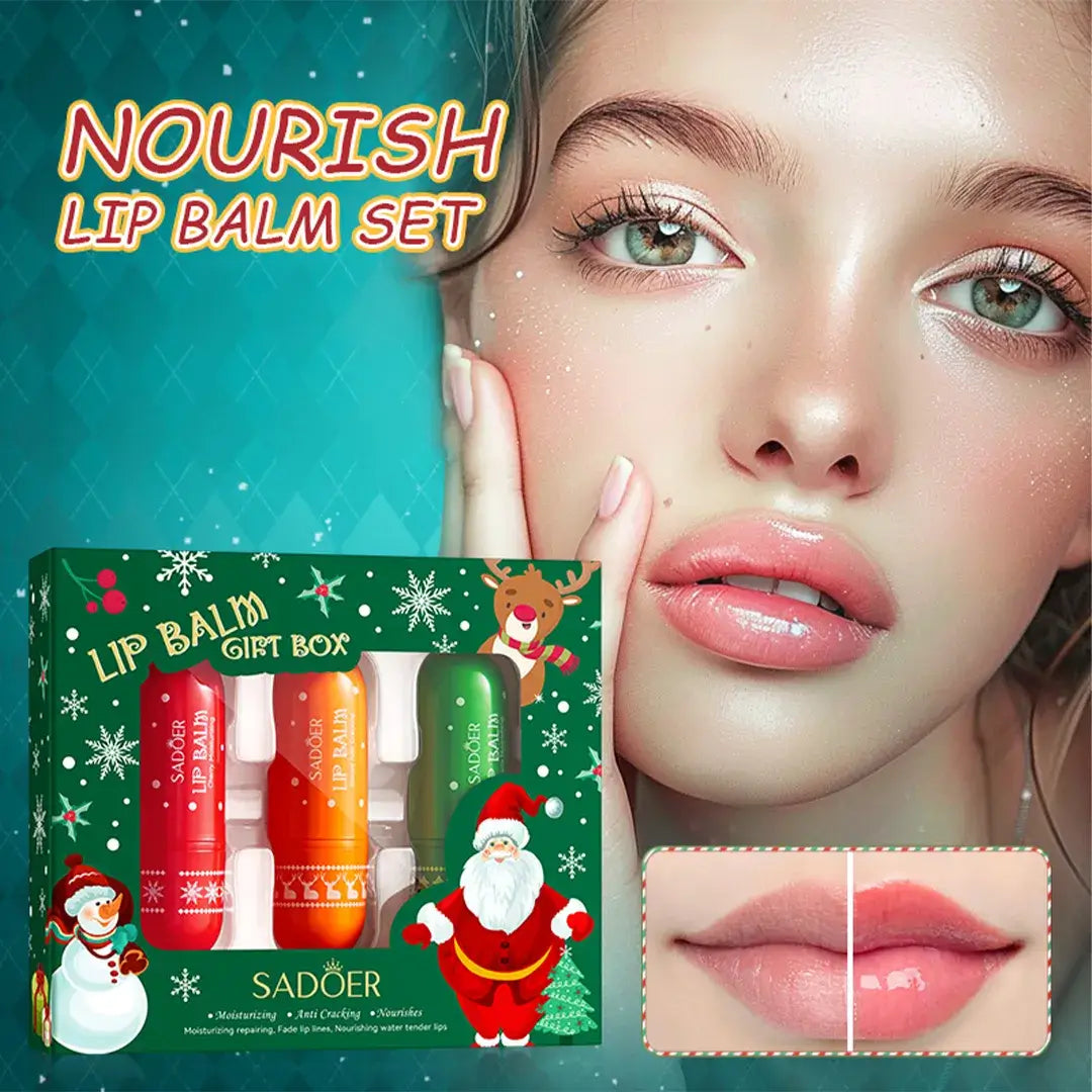 Zestaw świątecznych balsamów do ust SADOER – 3 × 4 g