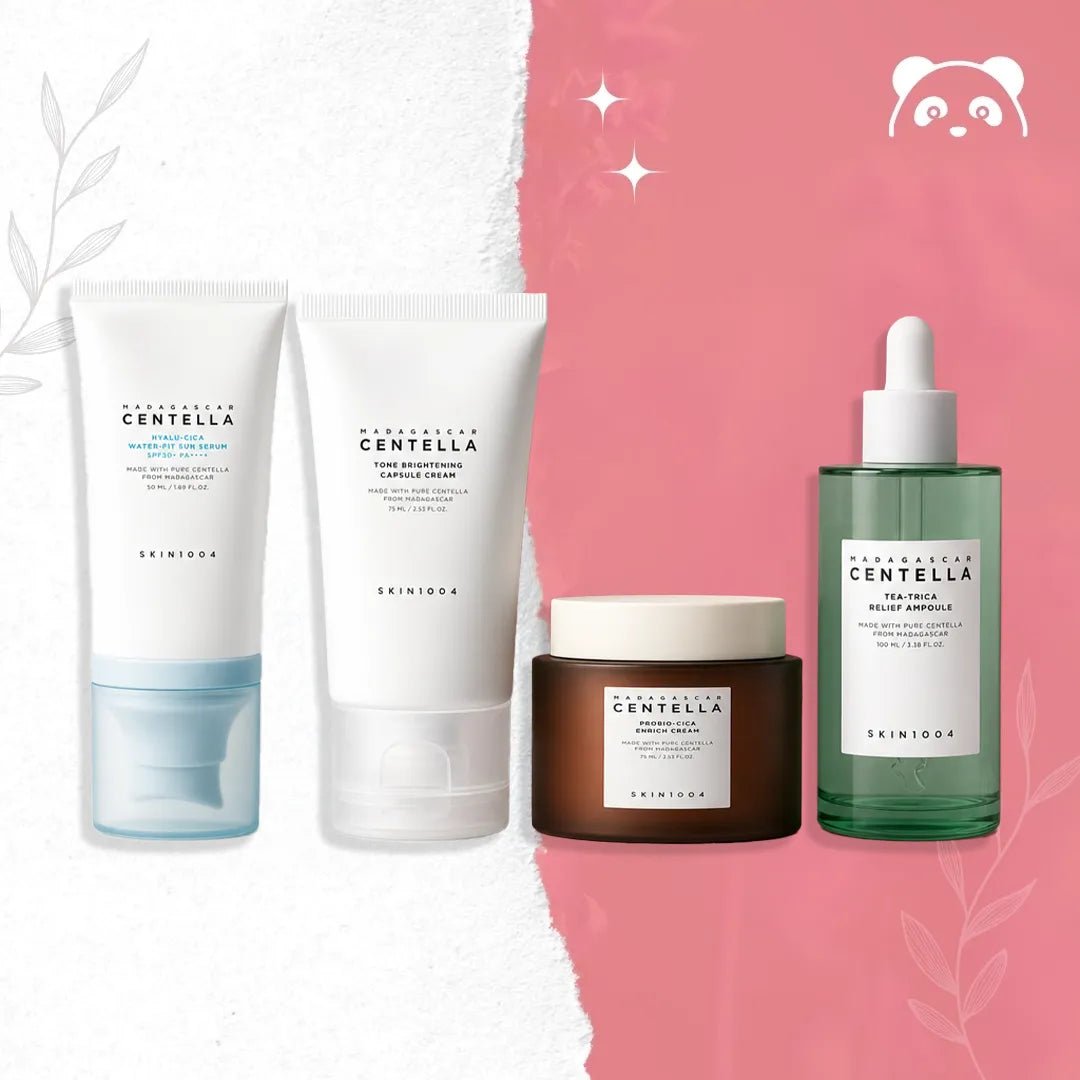 Zestaw do twarzy Skin1004 Madagascar Centella — serum, krem wzmacniający, krem rozjaśniający i serum SPF50+