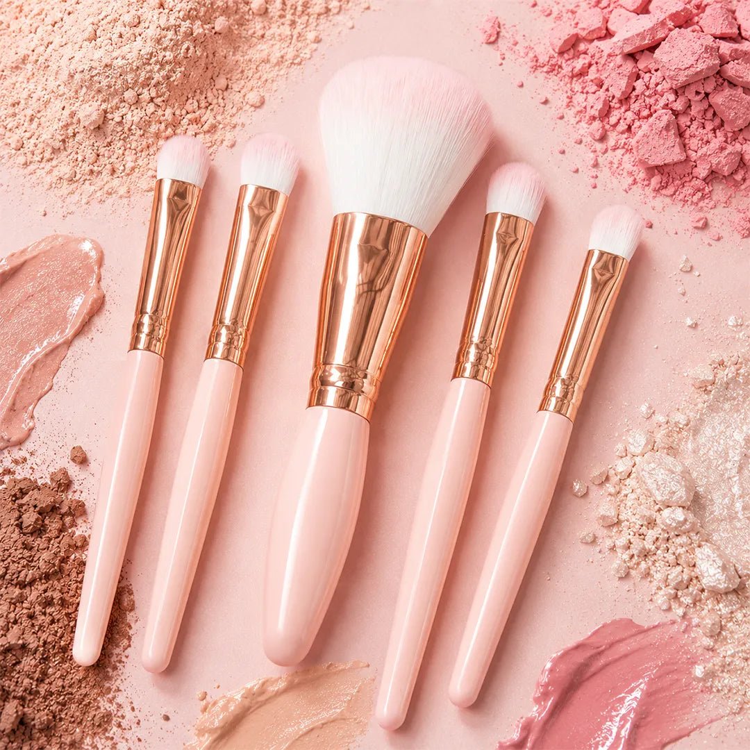 Zestaw pędzli do makijażu w etui z lusterkiem – 5 elementów
