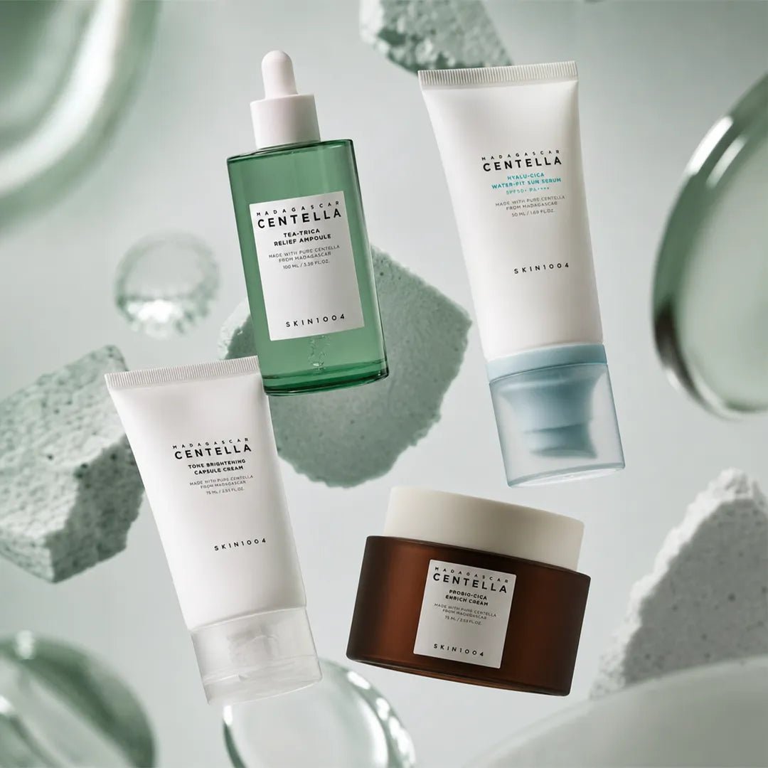 Zestaw do twarzy Skin1004 Madagascar Centella — serum, krem wzmacniający, krem rozjaśniający i serum SPF50+