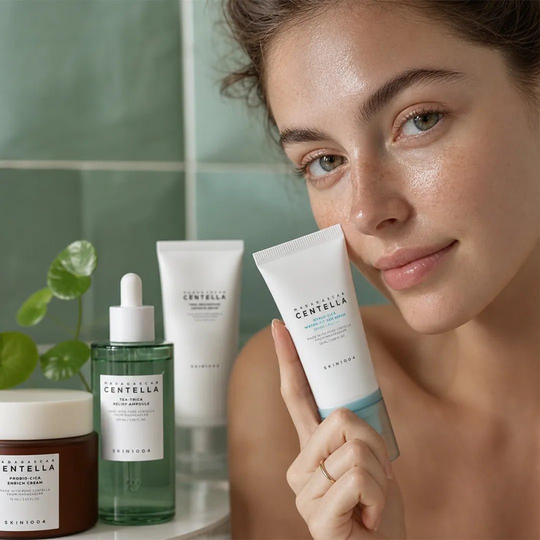 Zestaw do twarzy Skin1004 Madagascar Centella — serum, krem wzmacniający, krem rozjaśniający i serum SPF50+