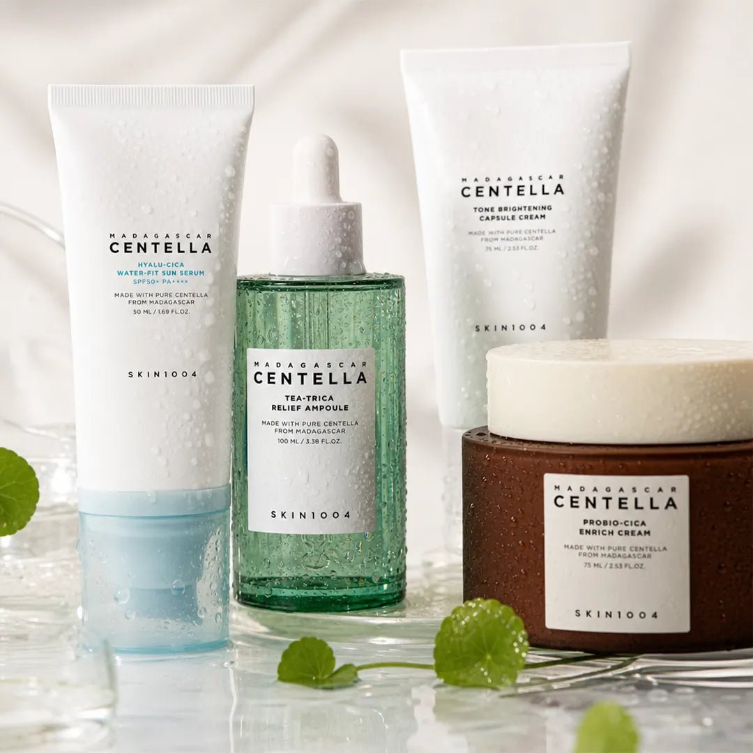 Zestaw do twarzy Skin1004 Madagascar Centella — serum, krem wzmacniający, krem rozjaśniający i serum SPF50+