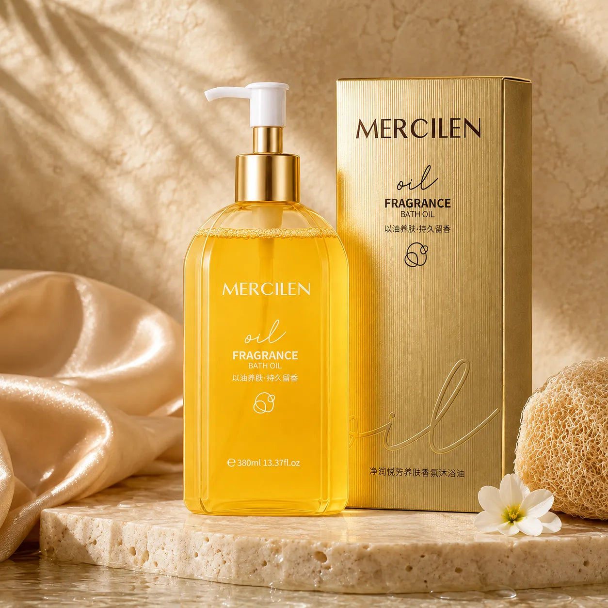 Olejek perfumowany do kąpieli i pielęgnacji ciała – Mercilen, 380 ml