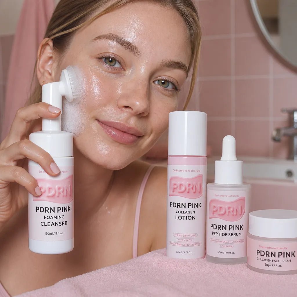 Zestaw do pielęgnacji twarzy PDRN Pink 4w1 – PDRN, kolagen, peptydy i witamina B12