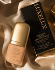 Zestaw do makijażu twarzy i oczu Luxelux – podkład serum Fresh Glow + tusz do rzęs Waterproof