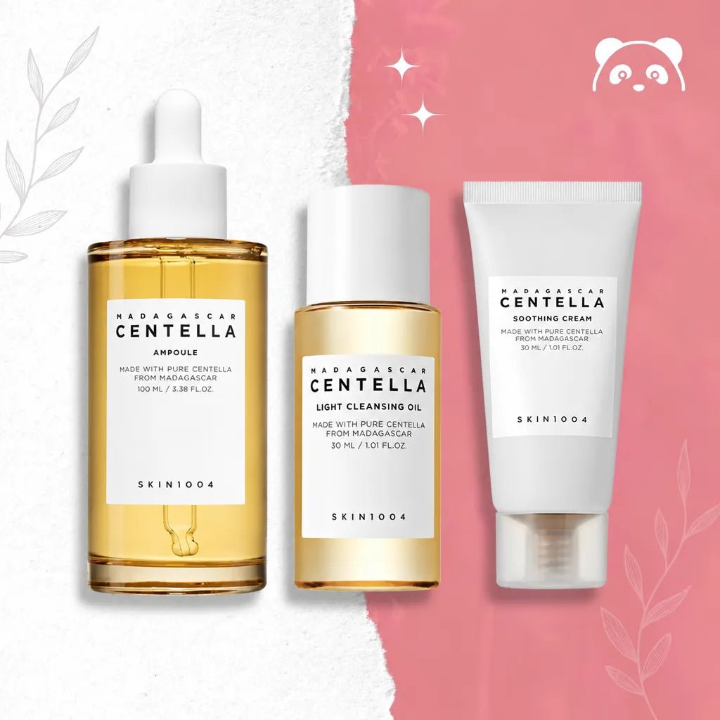 Zestaw do pielęgnacji twarzy z centellą – olejek, ampułka i krem Skin1004 Madagascar Centella - Zestawy do twarzy
