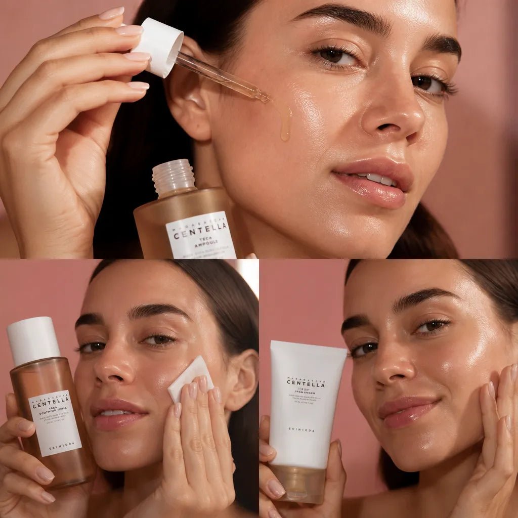Zestaw do pielęgnacji twarzy SKIN1004 Madagascar Centella Tea-Trica – toner, ampułka i krem - Zestawy do twarzy