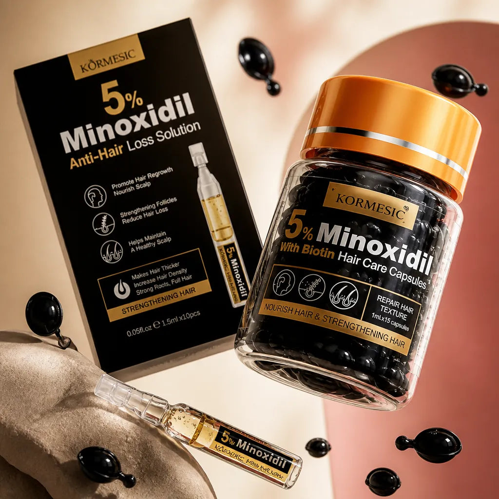 Sada KORMESIC Minoxidil 5 % – kapsle a ampule