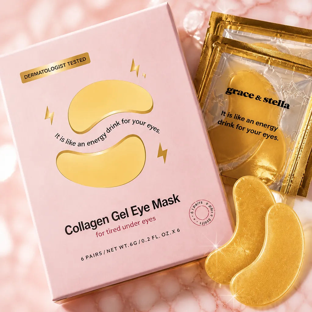 Płatki pod oczy Grace &amp; Stella Collagen Gel Eye Mask – cienie, opuchlizna i zmarszczki, 6 par - Płatki pod oczy