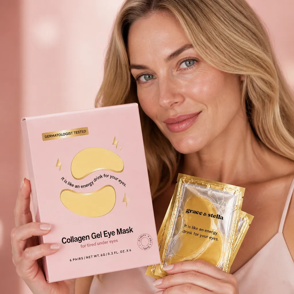 Płatki pod oczy Grace &amp; Stella Collagen Gel Eye Mask – cienie, opuchlizna i zmarszczki, 6 par - Płatki pod oczy