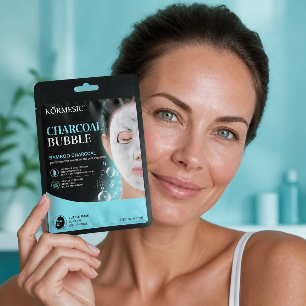 Čisticí pleťová maska Kormesic Charcoal Bubble – bambusové uhlí, čištění pórů 25 ml