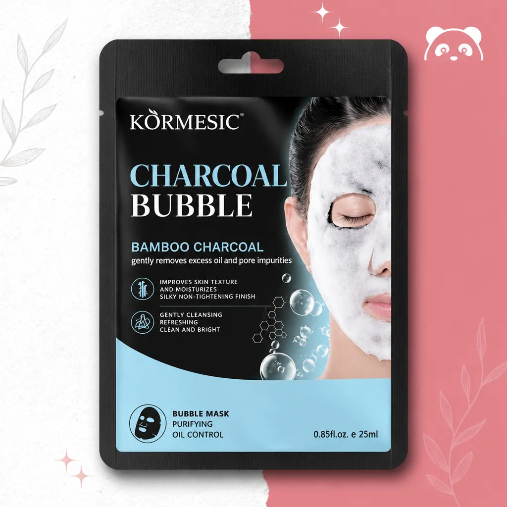 Čisticí pleťová maska Kormesic Charcoal Bubble – bambusové uhlí, čištění pórů 25 ml