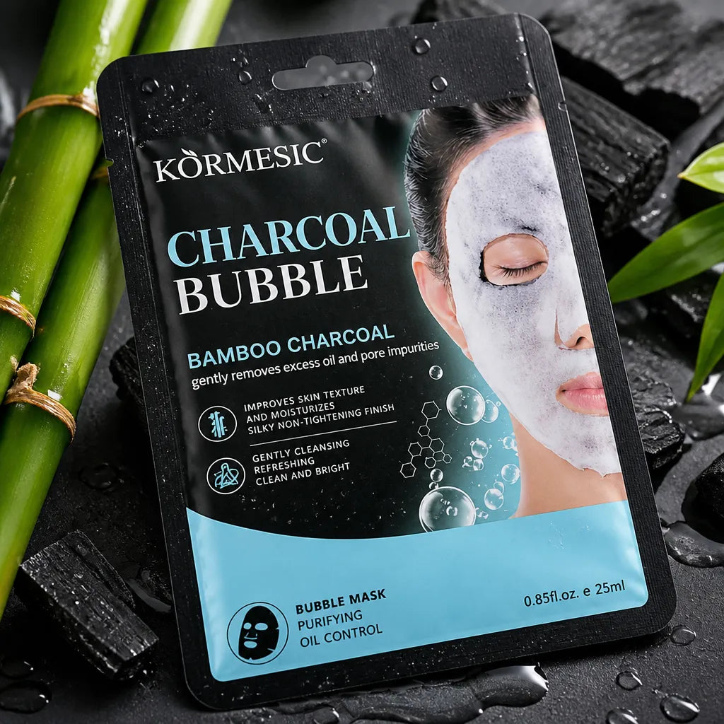 Čisticí pleťová maska Kormesic Charcoal Bubble – bambusové uhlí, čištění pórů 25 ml