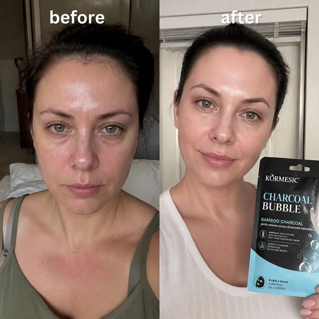 Čisticí pleťová maska Kormesic Charcoal Bubble – bambusové uhlí, čištění pórů 25 ml