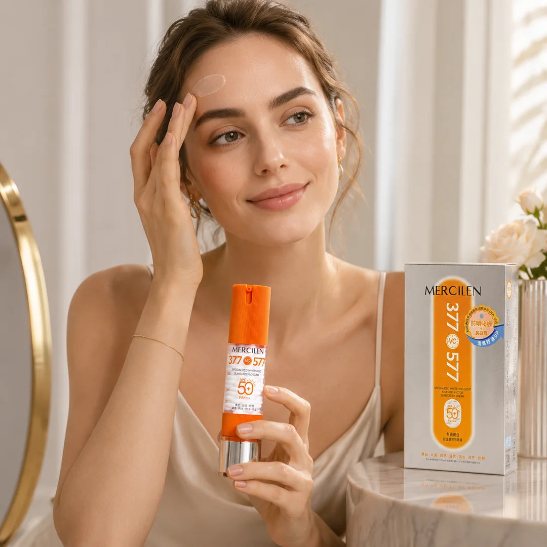Krem przeciwsłoneczny wybielający Mercilen 377 VC 577 SPF 50+ PA++++, 40 g