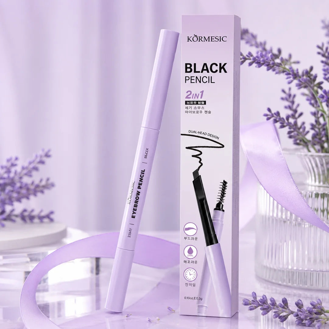 Ołówek do brwi 2w1 Kormesic Black Pencil – czarny, 0,3 g