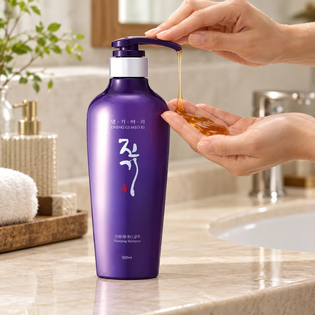 Daeng Gi Meo Ri Vitalizing Shampoo – dozowanie szamponu na dłoń