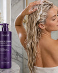 Szampon neutralizujący żółte tony włosów blond Karseell Maca Power Essence Purple Shampoo, 500 ml