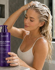 Szampon neutralizujący żółte tony włosów blond Karseell Maca Power Essence Purple Shampoo, 500 ml