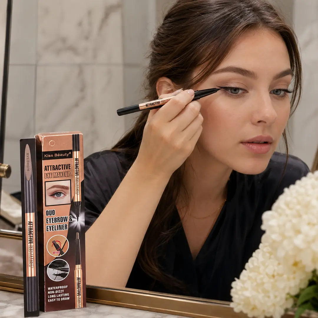 Pisak 2w1 do brwi i eyeliner Kiss Beauty Attractive Eye Makeup