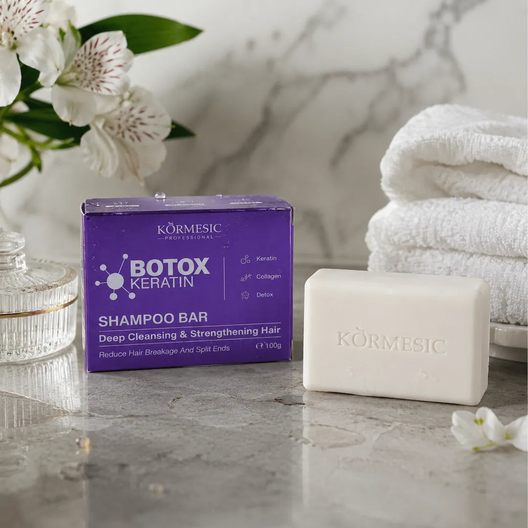 Szampon w kostce do włosów z keratyną i kolagenem Kormesic Botox Keratin, 80 g