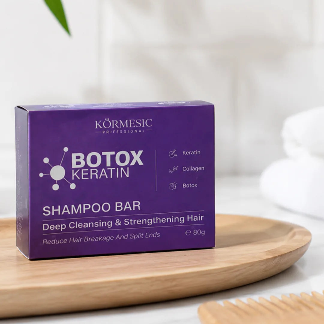 Szampon w kostce do włosów z keratyną i kolagenem Kormesic Botox Keratin, 80 g