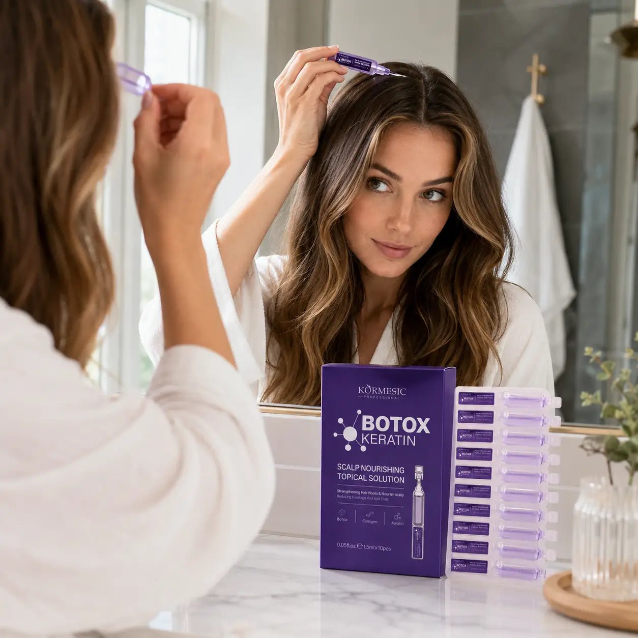 Kuracja do skóry głowy Botox Keratin – ampułki wzmacniające cebulki włosów 10 × 1,5 ml