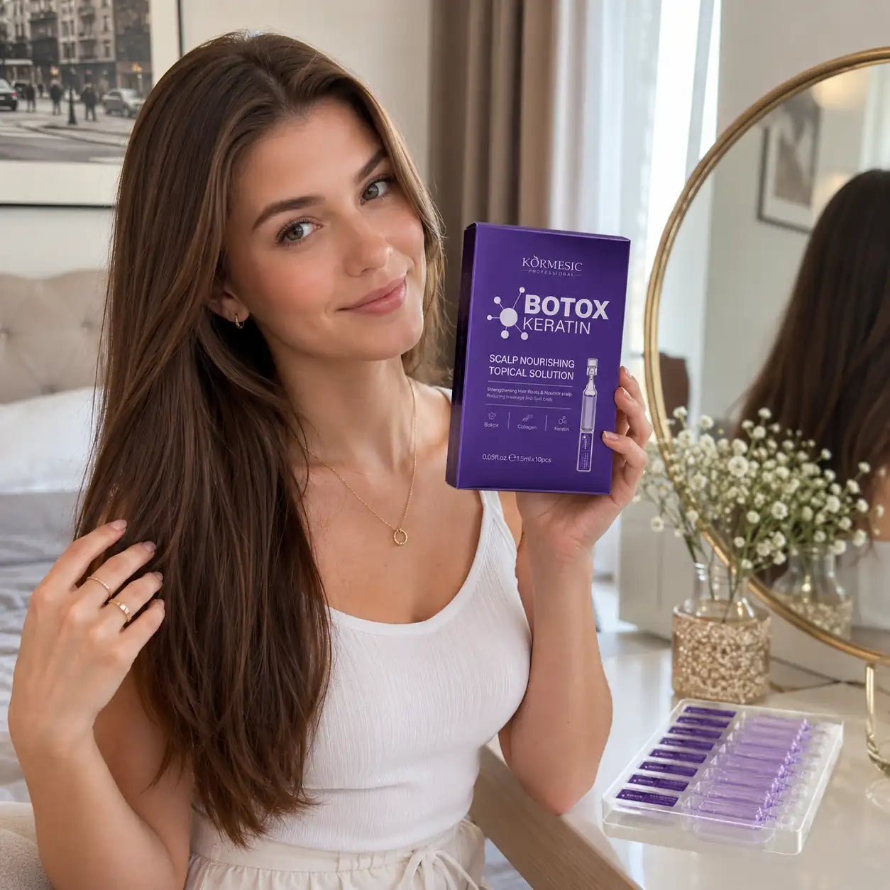 Kuracja do skóry głowy Botox Keratin – ampułki wzmacniające cebulki włosów 10 × 1,5 ml