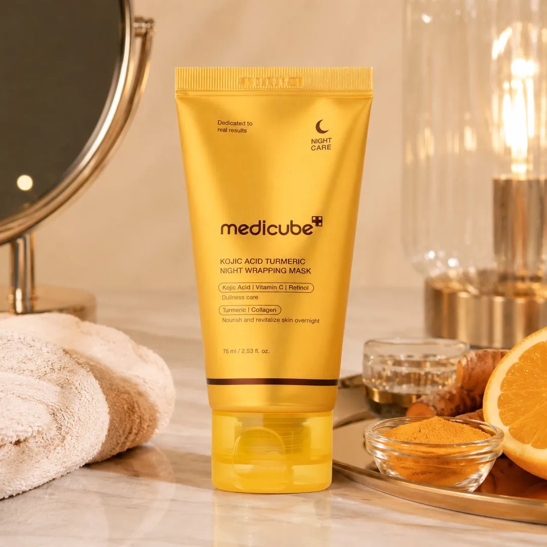 Całonocna maska do twarzy z kwasem kojowym Medicube Kojic Acid Turmeric Night Wrapping Mask – 75 ml