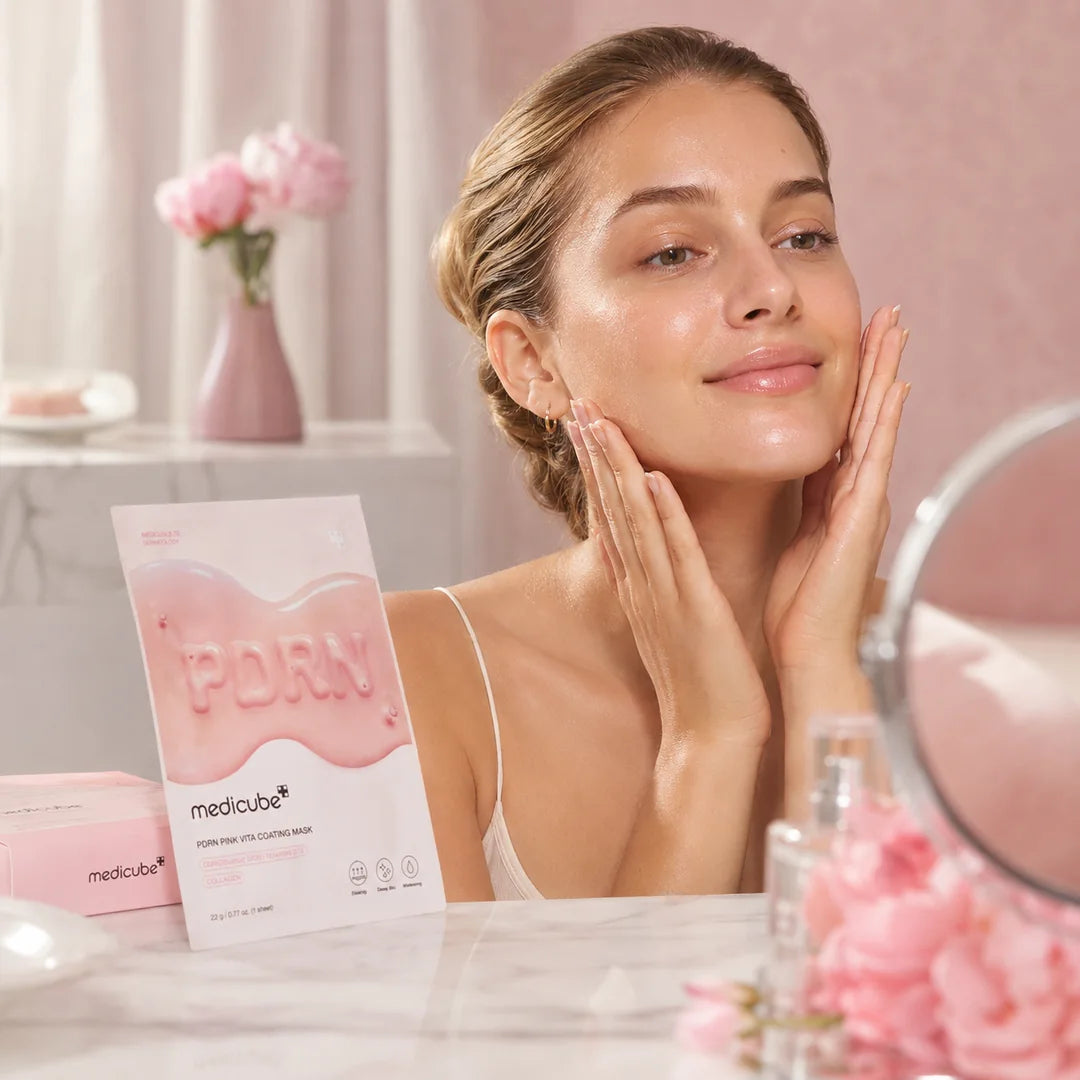 Maska w płachcie regenerująca Medicube PDRN Pink Vita Coating Mask – intensywne nawilżenie i blask, 4 szt.