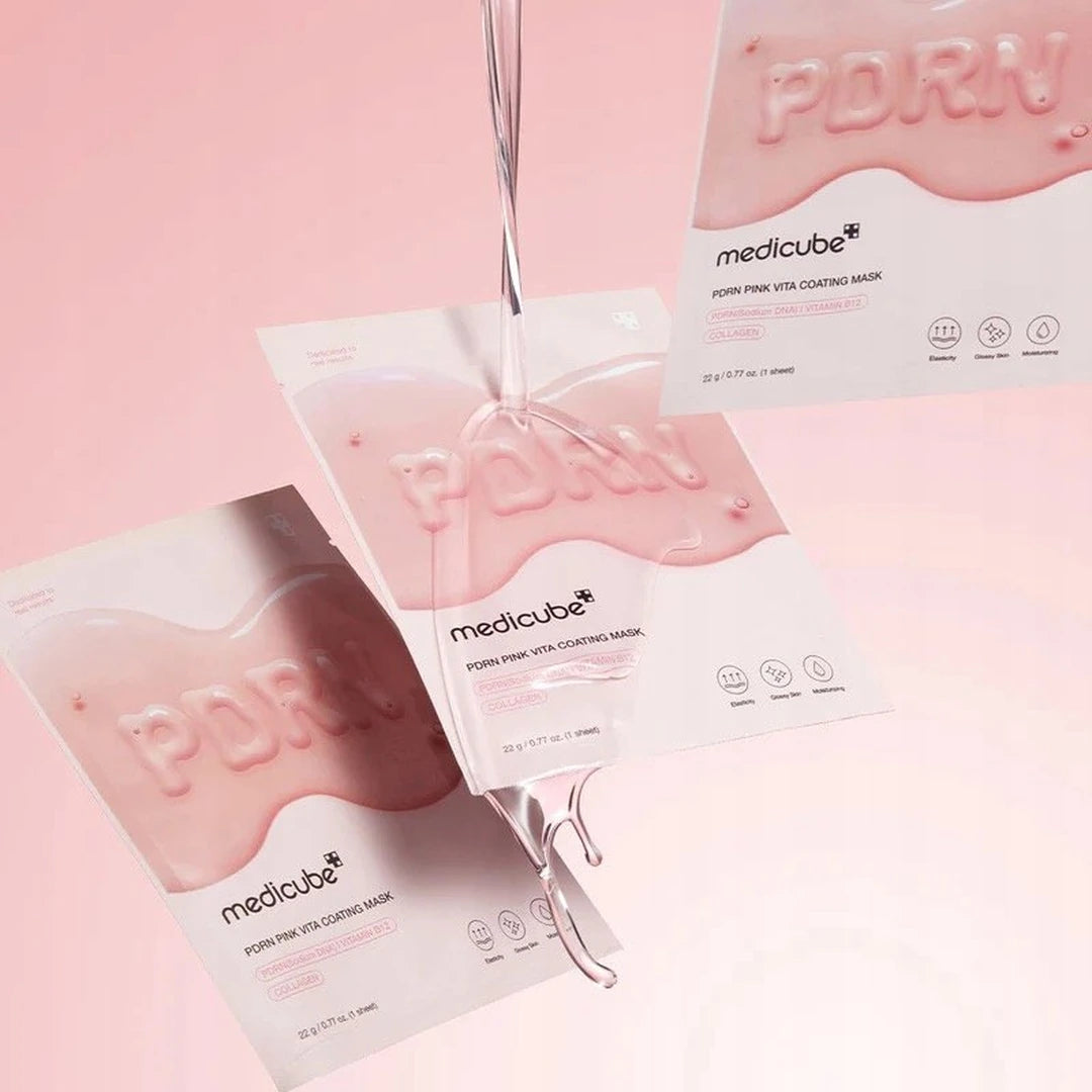 Maska w płachcie regenerująca Medicube PDRN Pink Vita Coating Mask – intensywne nawilżenie i blask, 4 szt.