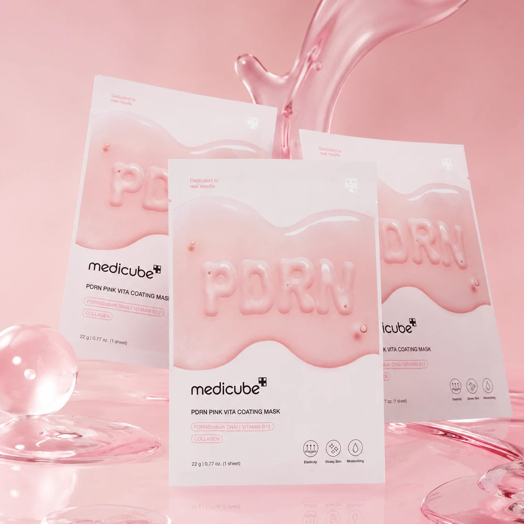 Maska w płachcie regenerująca Medicube PDRN Pink Vita Coating Mask – intensywne nawilżenie i blask, 4 szt.