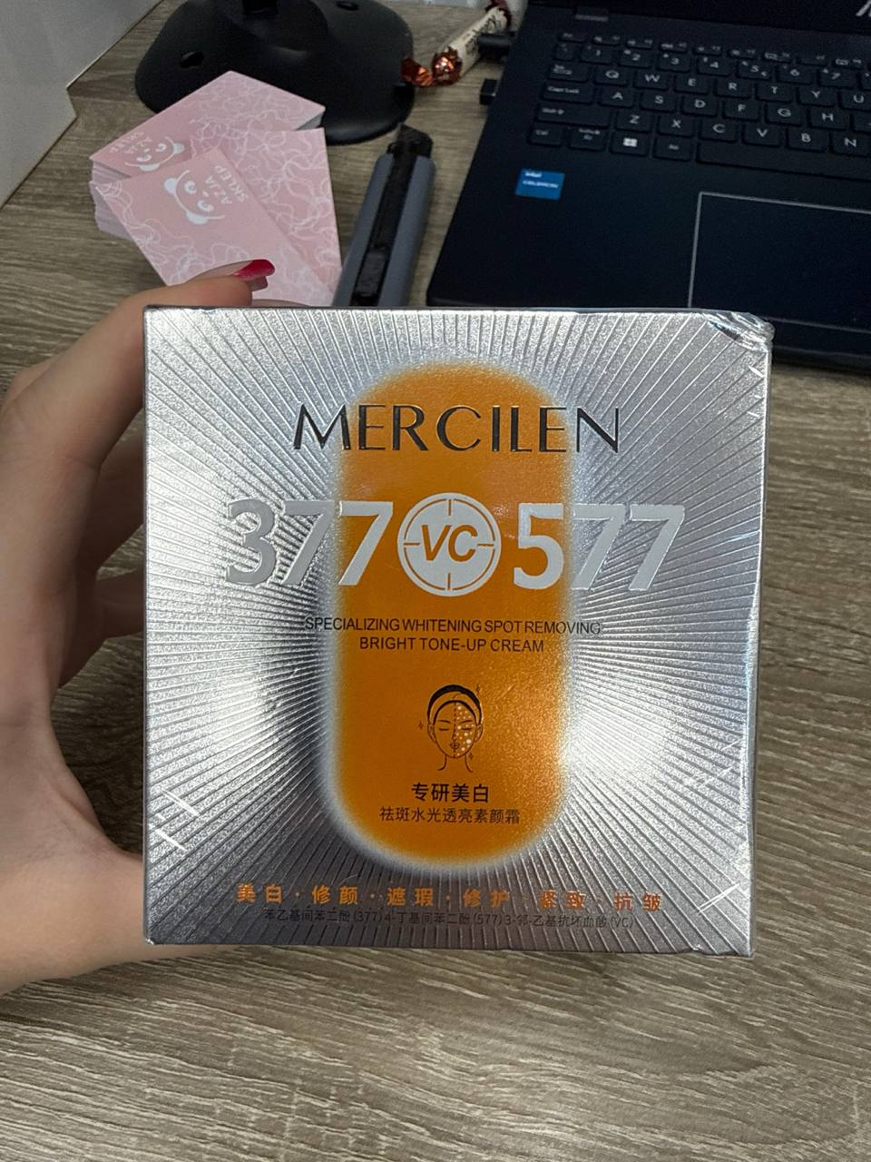 Oryginalne opakowanie Mercilen 377 VC 577 Bright Tone-Up Cream, 50 g
