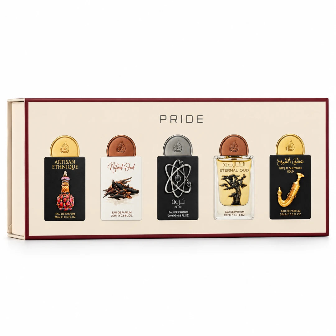 Pride No.2 zestaw pięciu wód perfumowanych 5 × 20 ml na białym tle