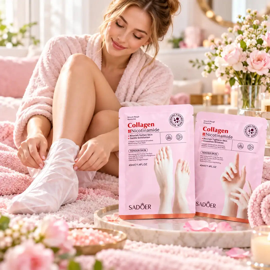 SADOER kolageno ir nikotinamido kaukės rankoms ir pėdoms – 40 ml / 2 × 40 ml