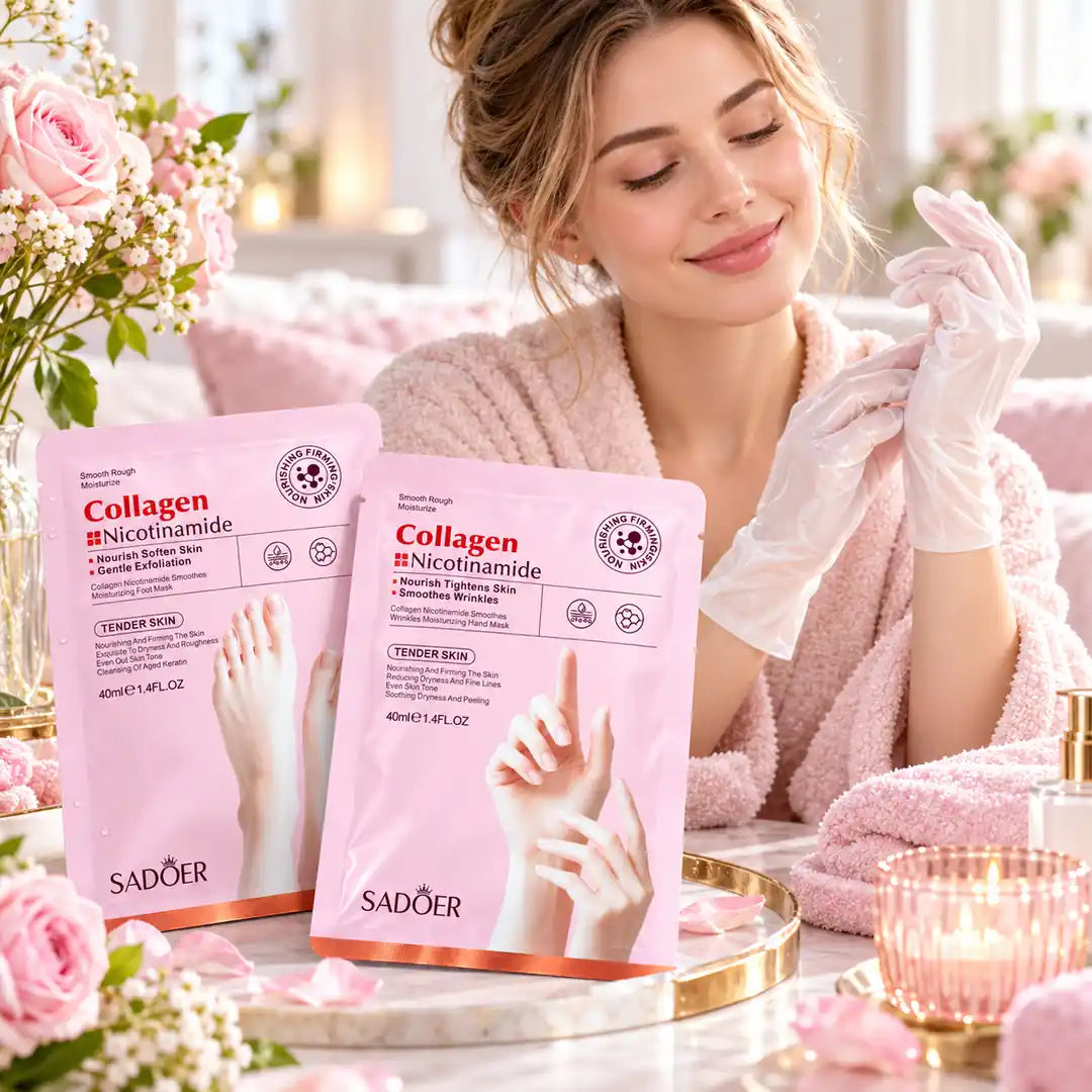 SADOER kolageno ir nikotinamido kaukės rankoms ir pėdoms – 40 ml / 2 × 40 ml