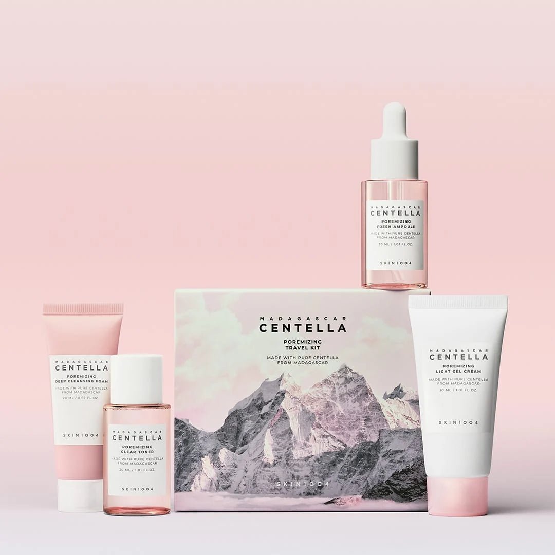SKIN1004 Madagascar Centella Poremizing Travel Kit – zestaw podróżny do twarzy, 4 szt. - Zestawy do twarzy