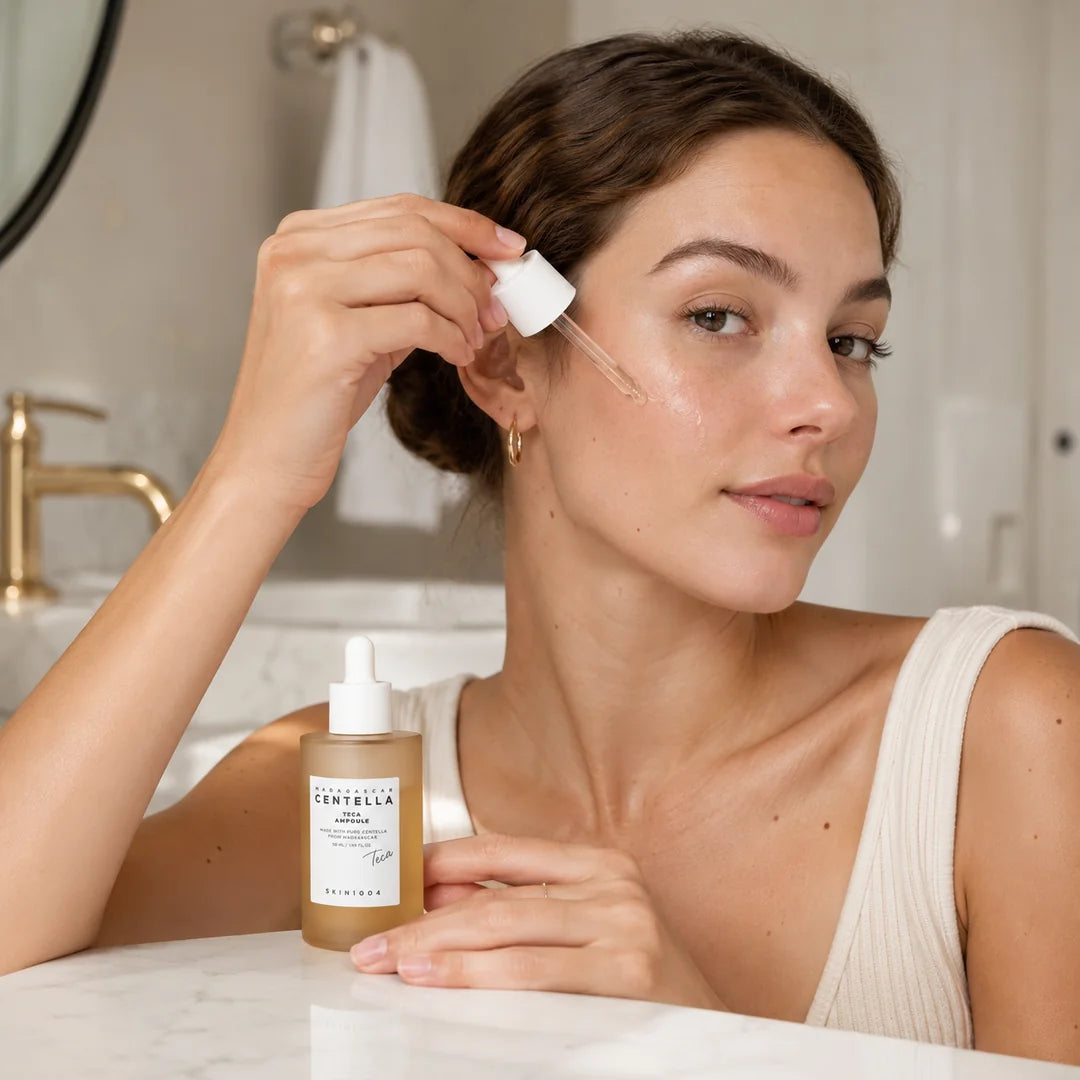 Kojąco-regenerujące serum do twarzy z wąkrotką azjatycką SKIN1004 Madagascar Centella Teca Ampoule, 50 ml