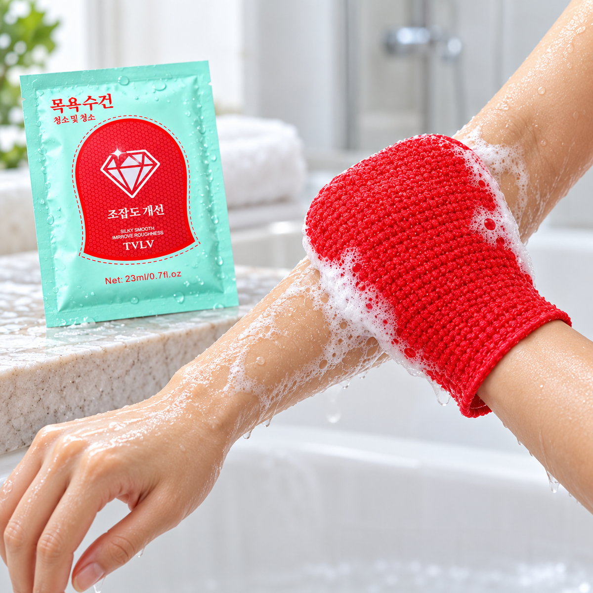 TVLV Red Diamond – rękawica peelingująca do ciała, 1 szt. – dodatkowe zdjęcie produktu 1