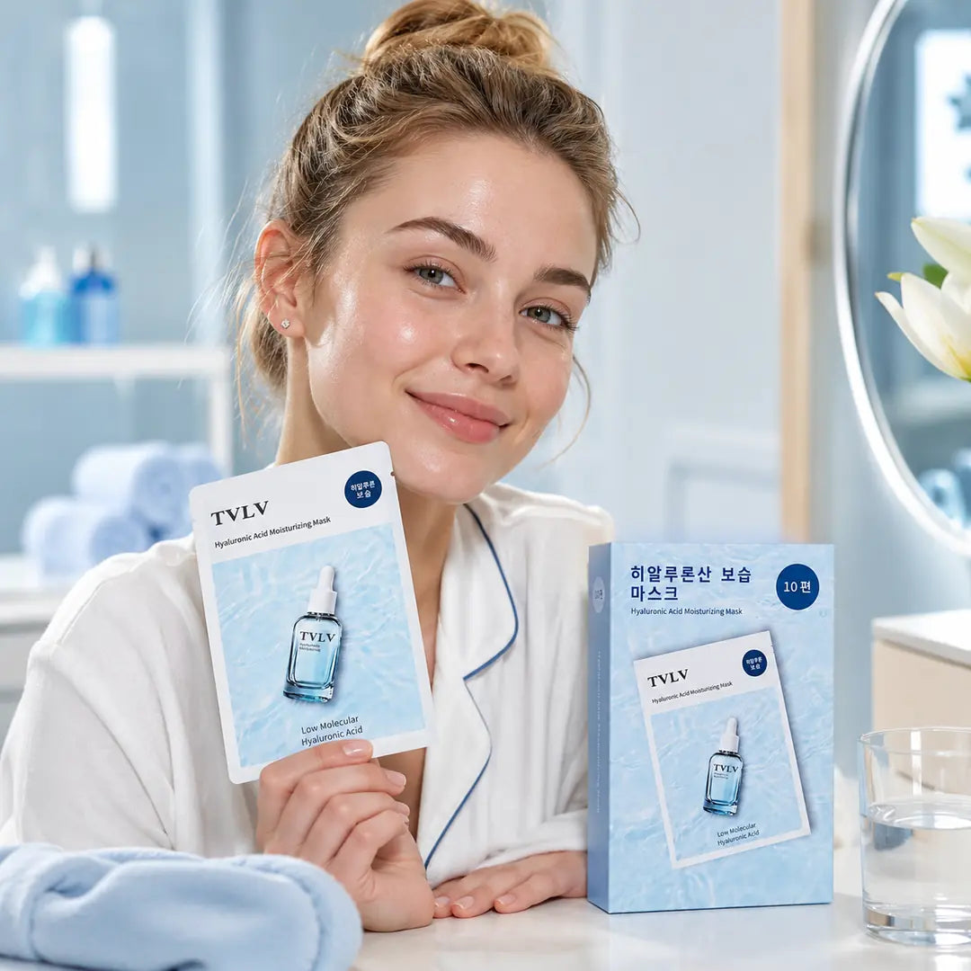 Hydratační pleťová maska TVLV s kyselinou hyaluronovou – 10 ks × 28 ml