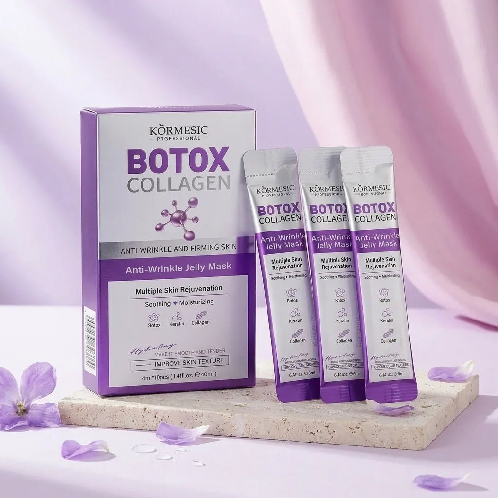 Zestaw do pielęgnacji twarzy Botox Collagen 4w1 – płatki pod oczy, maska, esencja i krem